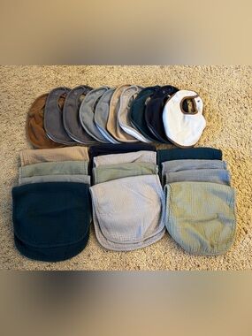 Muslin Baby Bibs and Muslin Burp Cloth Bundle for baby boy or gender neutral